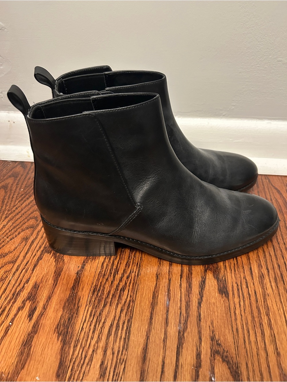 Cole Haan Black Leather Ankle Booties with Low Heel